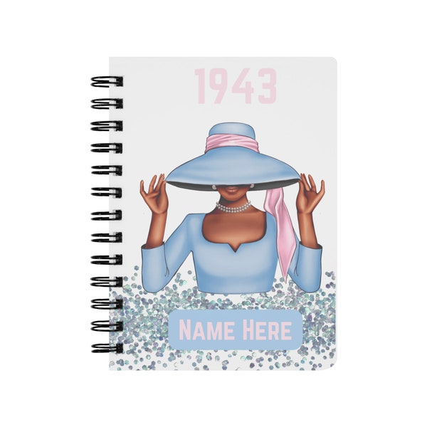 1943 Baby Blue and Pink Sorority Notebook, Note book inspired by Gamma Phi Delta Sorority