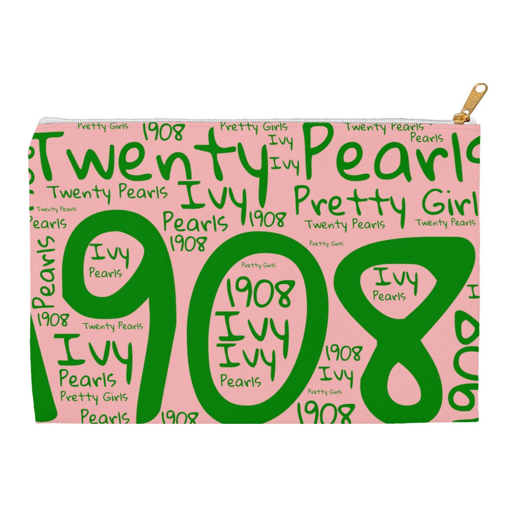 Sorority Make-up-Tasche Pink & Grün – Reißverschlusstasche 23 X 17 Cm Mit 3D-Druck Für Schwesternschaft