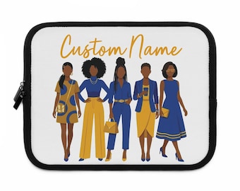 Personalisierte Royal Blau und Gold Sorority Laptop Sleeve | Benutzerdefinierte griechische Buchstaben, Monogramm