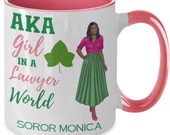 AKA girl in a lawyer world, custom lawyer mug, Alpha Kappa Alpha inspired mug