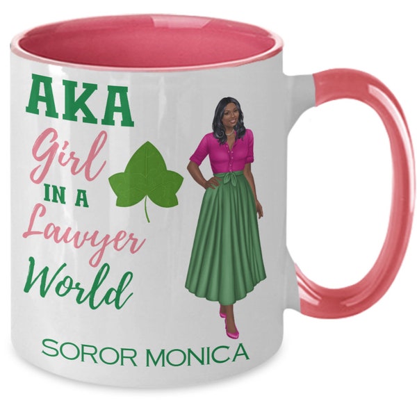 AKA girl in a lawyer world, custom lawyer mug, Alpha Kappa Alpha inspired mug