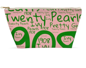 Pink & Green Accessory Pouch: Sorority Inspired Make-Up Bag