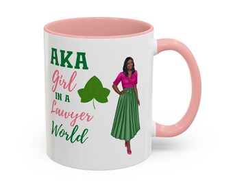 Taza de café AKA Girl Lawyer, inspirada en la hermandad, nombre personalizado