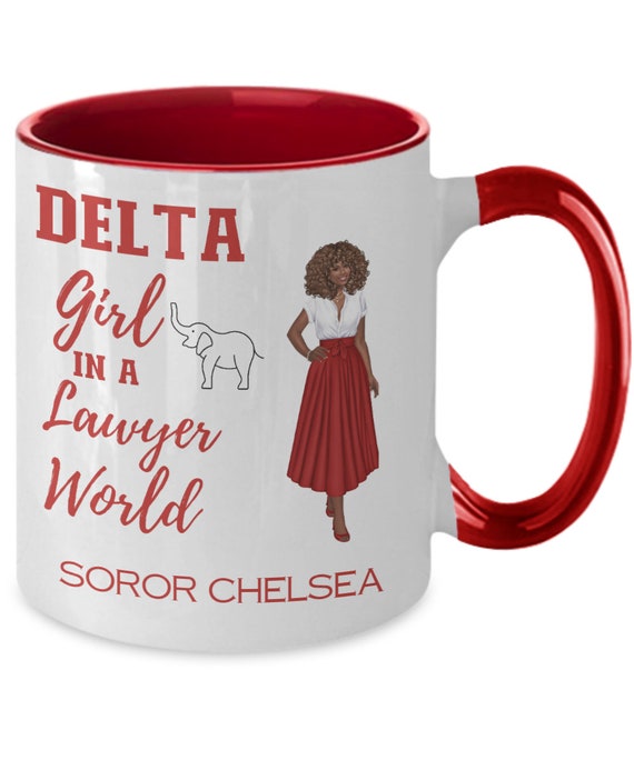 Personalized Delta lawyer mug, custom color handle mug for lawyer, inspired by Delta Sigma Theta