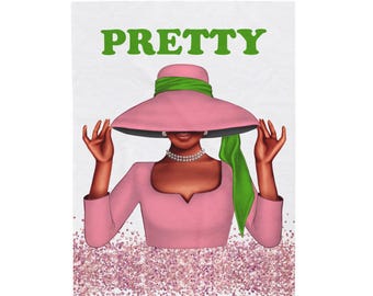 Pretty Pink and Green Soror Velveteen Plush Blanket inspired by Sorority