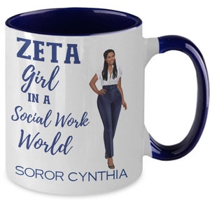 Personalized Zeta social worker mug, custom social work gift inspired by Zeta Phi Beta sorority