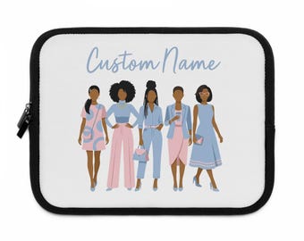 Personalized Pale Blue and Pale Pink Sorority Laptop Sleeve | Custom Greek Letters, Monogram