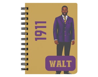 Personalized Purple and Gold 1911 Fraternity Notebook, Note book for Black men
