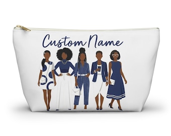 Blue and White Sorority Accessory Pouch | T Bottom, Personalized 1920 makeup bag