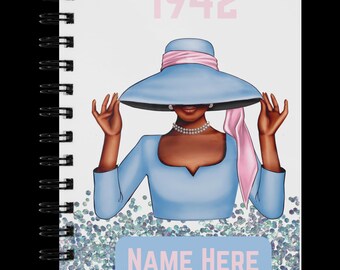 Custom Pale Blue and Pale Pink 1942 Sorority Notebook
