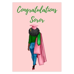 Pink And Green Graduation Card, Congratulations Sorority Inspired Greeting Card, Card For Graduate