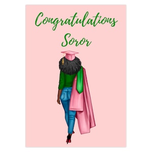 Pink And Green Graduation Card, Congratulations Soror Alpha Kappa Alpha Inspired Greeting Card, Card For Graduate