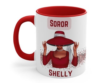 Taza personalizada Crimson and Cream Soror inspirada en Delta Sigma Theta Sorority, taza de café Delta