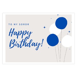 Zeta Phi Beta Inspired Birthday Folded Card| Finer Greeting Card| Blue And White Birthday Card