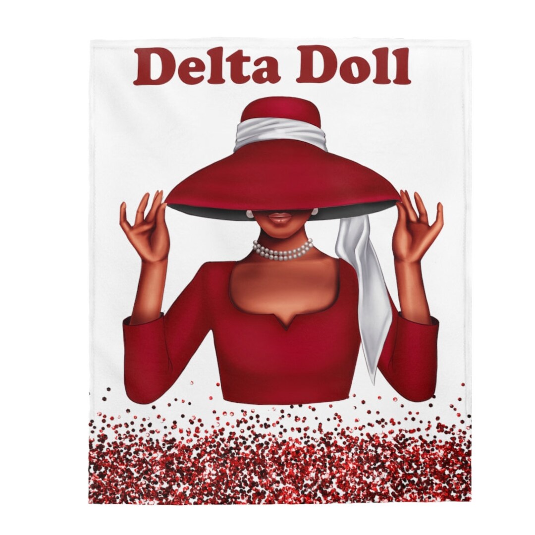 Crimson and Cream Delta Doll Velveteen Plush Blanket Inspired by
