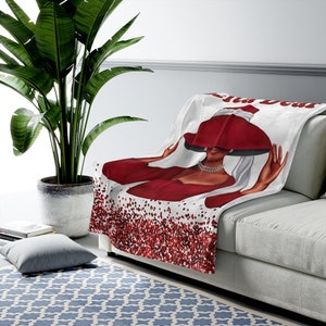 Crimson and Cream Delta Dear Velveteen Plush Blanket inspired by Delta Sigma Theta Sorority, Personalized Delta Blanket