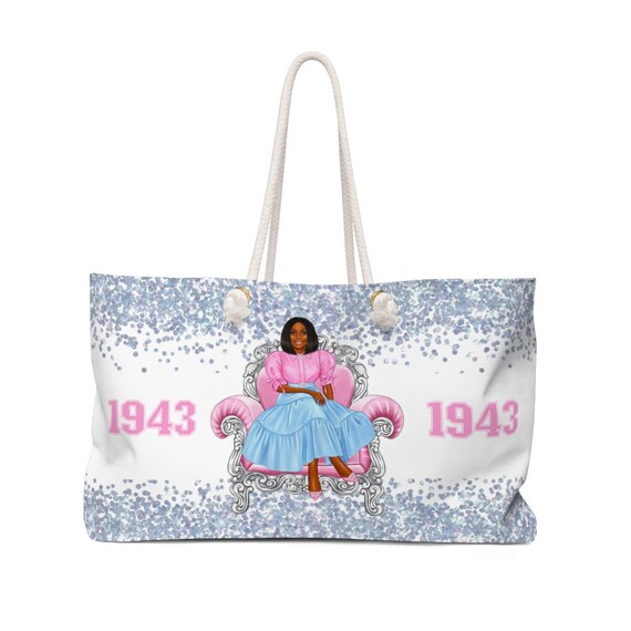Baby Blue and Pink Weekender Tote Spend the Night Bag 