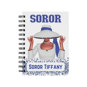 Personalized Soror Blue and White Sorority Notebook, Inspired by Zeta Phi Beta