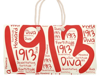 Crimson And Cream Graffiti Weekender Tote, Spend The Night Bag Inspired By Delta Sigma Theta Sorority