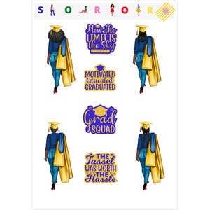 Afstuderen Sigma Gamma Rho Geïnspireerd Kiss Cut Stickers, Blauwe en Gouden Stickers, 1922 Sorority Graduate Sticker Set