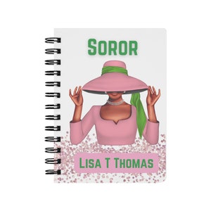 Personalized Pink and Green Soror Notebook, Sorority gift book