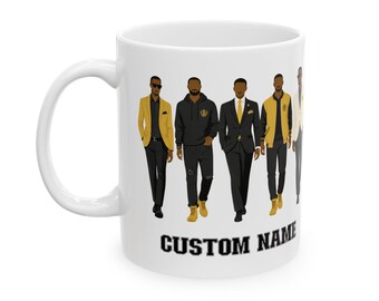 1906 Black and Gold Dapper Men Illustration Mug | Ceramic Coffee Mug