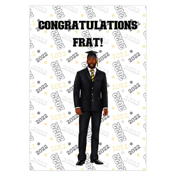 Black And Gold Graduation Card, Congratulations Frat Alpha Phi Alpha Inspired Greeting Card, Card For Graduate