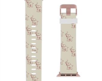 Crimson and Cream Elephant Watch Band for Apple Watch, Inspired by Delta Sigma Theta Sorority