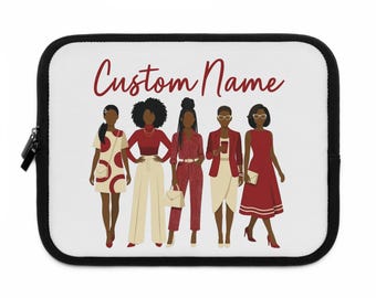 Personalisierte Crimson und Cream Sorority Laptop Sleeve | Benutzerdefinierte griechische Buchstaben, Monogramm