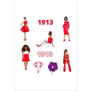 Delta-Sigma-Theta-inspirierte Kuss-Schnitt-Aufkleber, Crimson und Creme-Aufkleber, 1913 Sorority-Aufkleber