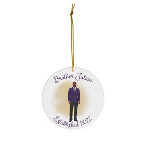 Personalized Purple and Gold Fraternity Christmas Ornament, 2022 ornament, Custom New Brother gift, inspired by Omega Psi Phi