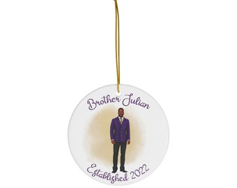 Personalized Purple and Gold Fraternity Christmas Ornament, 2022 ornament, Custom New Brother gift, inspired by Omega Psi Phi