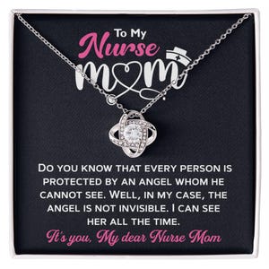 Collar con nudo de amor para mamá enfermera, regalos para mamá enfermera, Navidad, regalo de cumpleaños para mamás, idea de joyería para mamá con tarjeta de mensaje y regalos