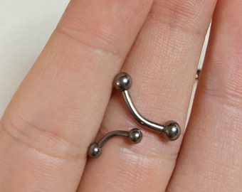 14G 16G Surgical Steel Curved Barbell Piercing. Eyebrow Piercing. Banana Rings. Double Ball Curved Barbell Piercing. Belly Button Ring