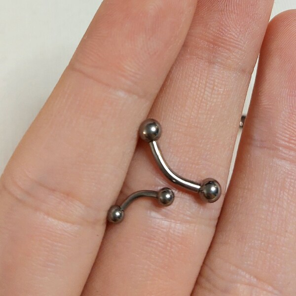 14G 16G Surgical Steel Curved Barbell Piercing. Eyebrow Piercing. Banana Rings. Double Ball Curved Barbell Piercing. Belly Button Ring