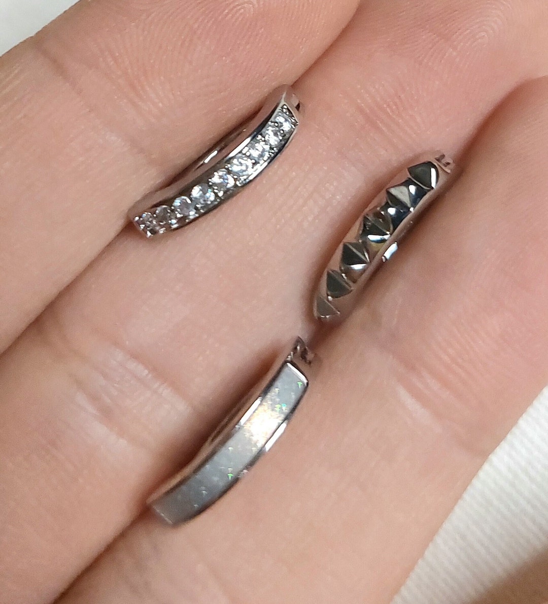 Navel Belly Button Clicker, 316L Surgical Steel 14G, Cubic Zirconia