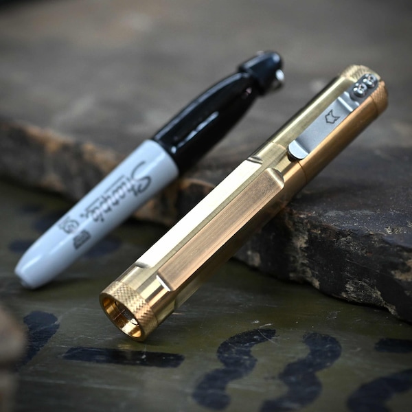 Brass Sharpie Mini Caddy – Magnetic EDC Pen Case, Personalize
