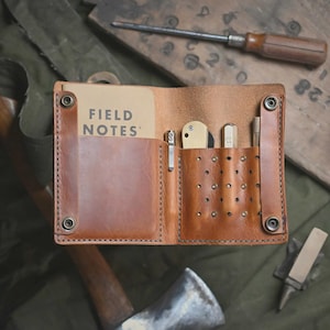 Leather Field Notes Cover – EDC Tool Caddy, Personalized Wallet