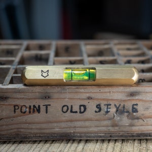 Brass Spirit Level - Carpenter Bubble Level- EDC Pocket Tool - the Hexi Level- Personalise with Geolocation