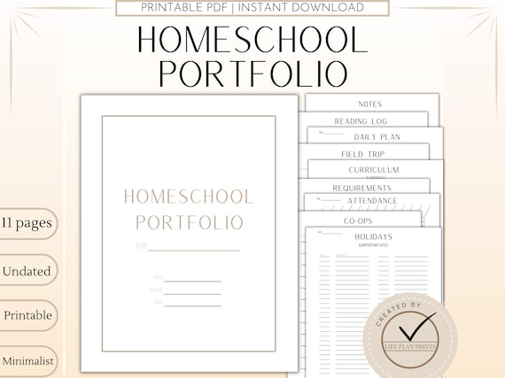 Printable Homeschool Portfolio Binder pages | Portfolio | Homeschool planner pages