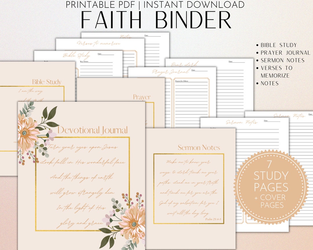 Faith Journal Faith Binder Printable Bible Study Sheets Sermon Notes ...