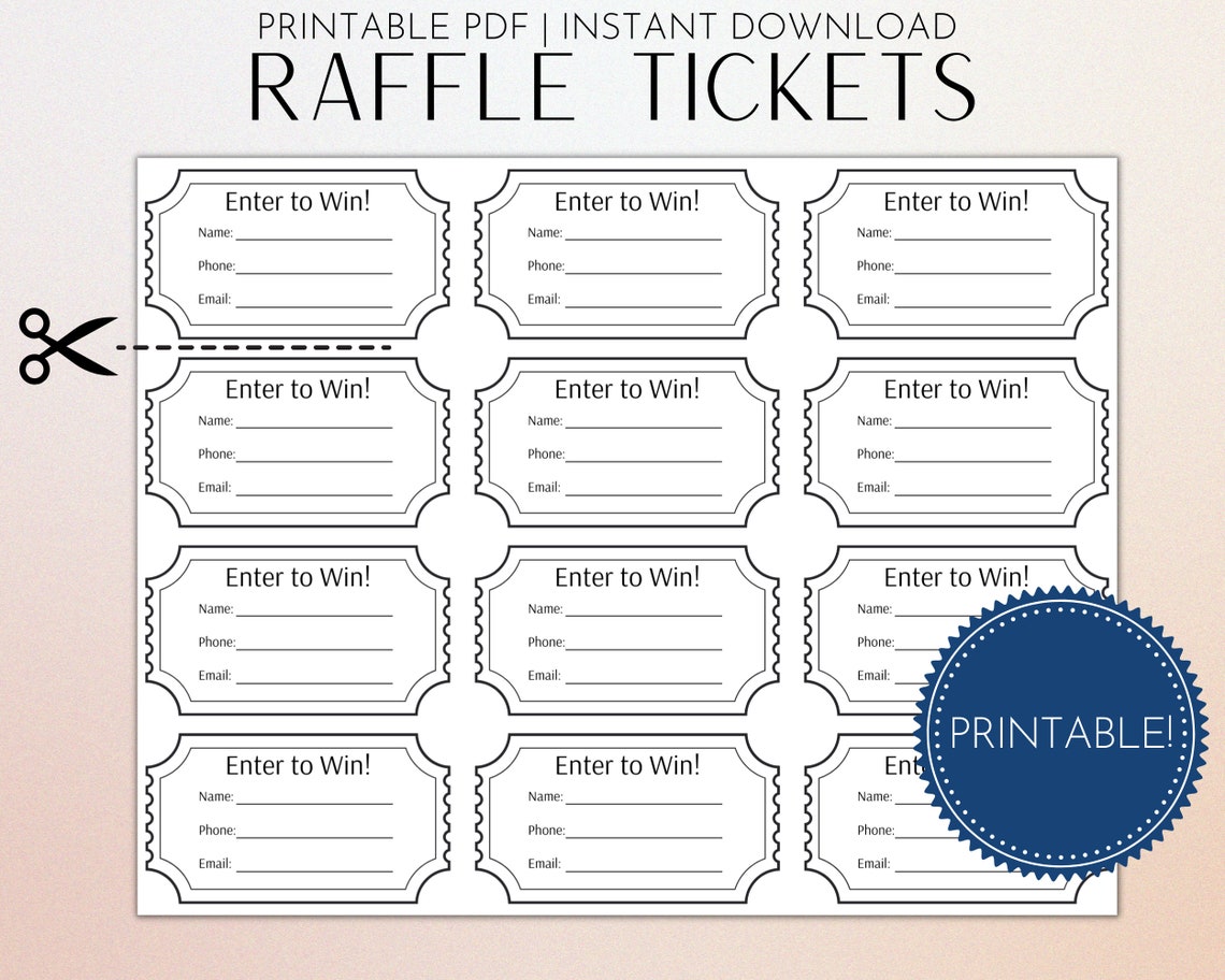 Printable Raffle Tickets Simple Raffle Tickets Enter to Win Tickets Printable Raffle Tickets Simple Raffle Tickets Enter to Win Tickets