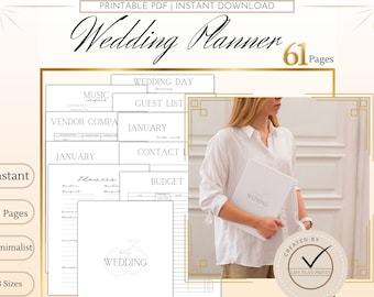 Wedding Planner | Printable Wedding Planner| Minimalist Wedding Planner| Wedding planner printable | Wedding planner PDF|