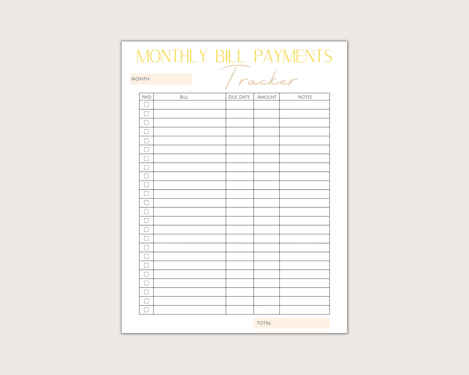 Printable Bill Payments Tracker Bills Log Monthly Bill Payments Chart ...