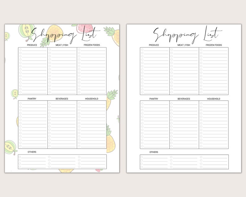 Shopping List Printable Shopping Checklist Grocery List to Buy List - Etsy