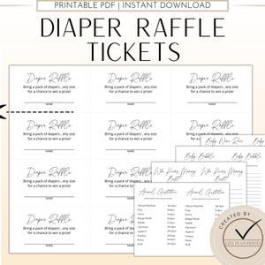 Druckbare Windel-Verlosung Karten | Babyparty Spiele | Minimalistisches Babyparty Bundle | Windel Raffle Station