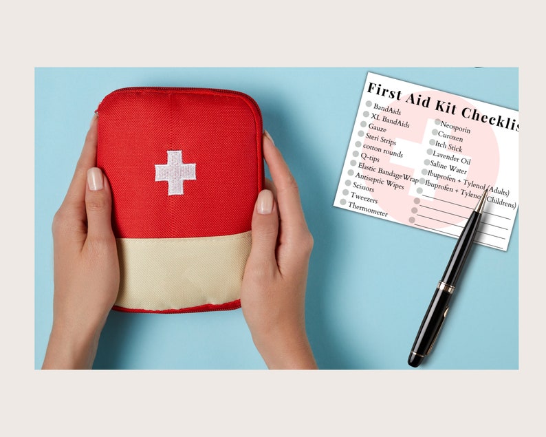 Printable First Aid Kit Checklist Postcard Size Complete First Aid Kit