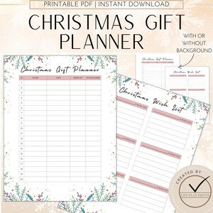 Printable Weihnachtsgeschenk Planer | Weihnachtswunschliste | Urlaubsplaner | Weihnachtsliste | Weihnachtsgeschenk Tracker | Weihnachts-Einkaufsliste