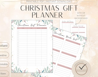 Printable Christmas Gift Planner | Christmas Wish List | Holiday Planner | Christmas list | Christmas Gift Tracker | Christmas Shopping list