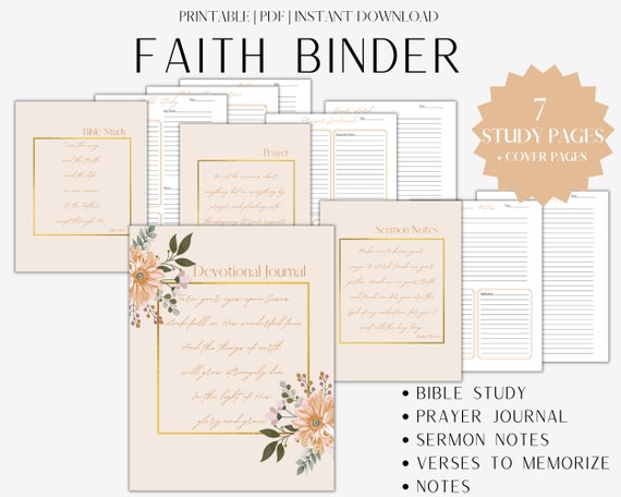 Faith Journal Faith Binder Printable Bible Study Sheets | Etsy